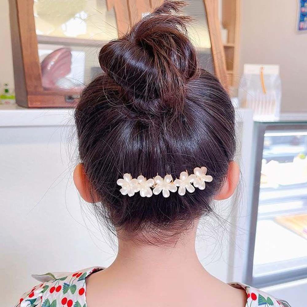 Sweet Girl's Gift Korean Style Arylic Imitation Pearl Hair Claw Kids Hair Comb Children Flower Hairpin Crystal Hair Clip