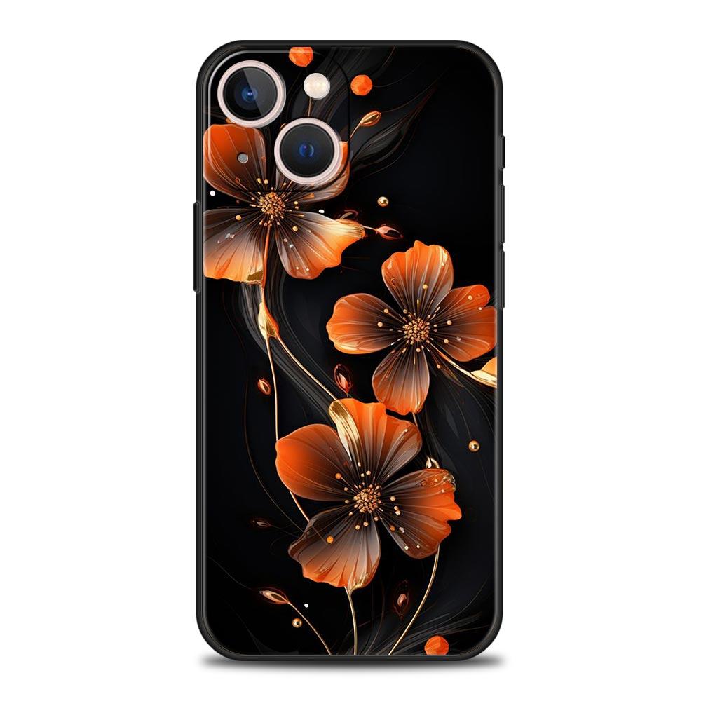 Beauty Flowers Leaves Luxury Phone Case For iPhone 13 15 14 12 Mini 11 Pro MAX XR X SE XS 7 8 Plus Silicone Protection Cover