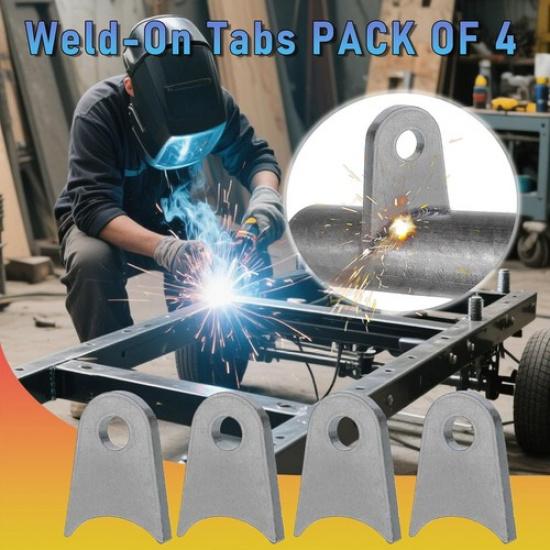 Weld On Tabs, Shock Mounts, Universal Weld On Tabs Axle Mount with a 1/2" Hole.