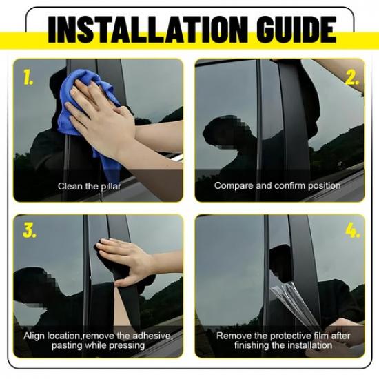 4x Window Pillar Posts Trim For 15-21 Ford F-150 with Keypad Accessories Black N