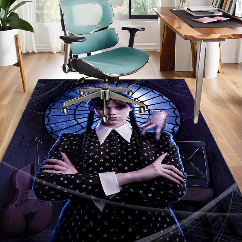 Wednes-day Gothic Family Reunion Office Rug Chair Mat, Game Carpet, Suitable for Front Door, Bedroom, Living Room, Desk, Holiday Gift