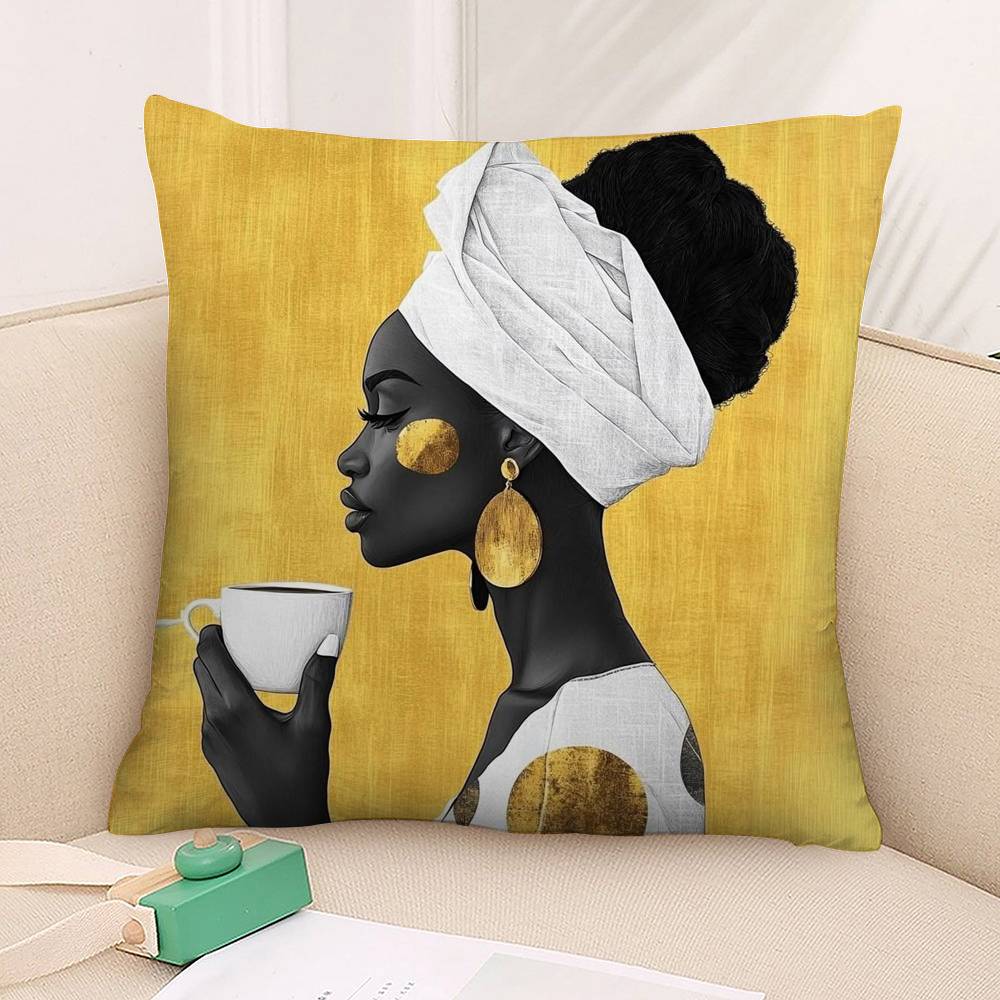 African Women Pillow Case 3D Print Polyester Fiber 40*40cm Home Sofa Throw Decoration Festival Gift