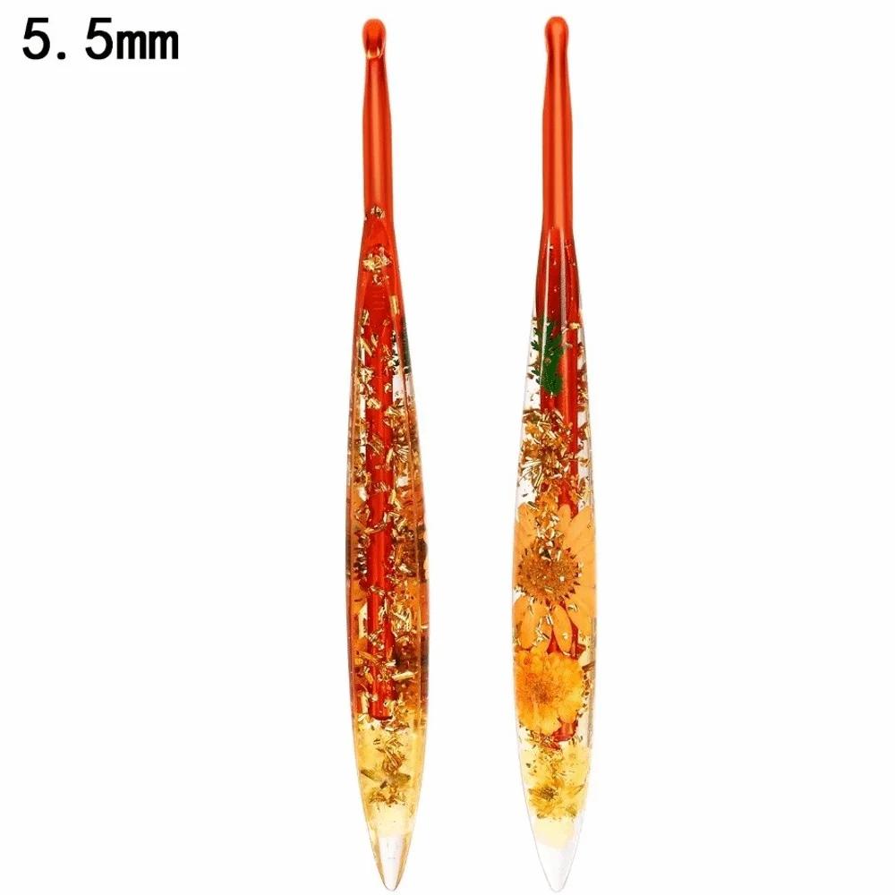 Empuñaduras de Resina Florales Ganchillo Antideslizante 2.0-6.0mm Aguja de Tejer Herramientas de Tejer Hilo Tejer DIY Herramientas de Tejido Fabricación de Suéteres