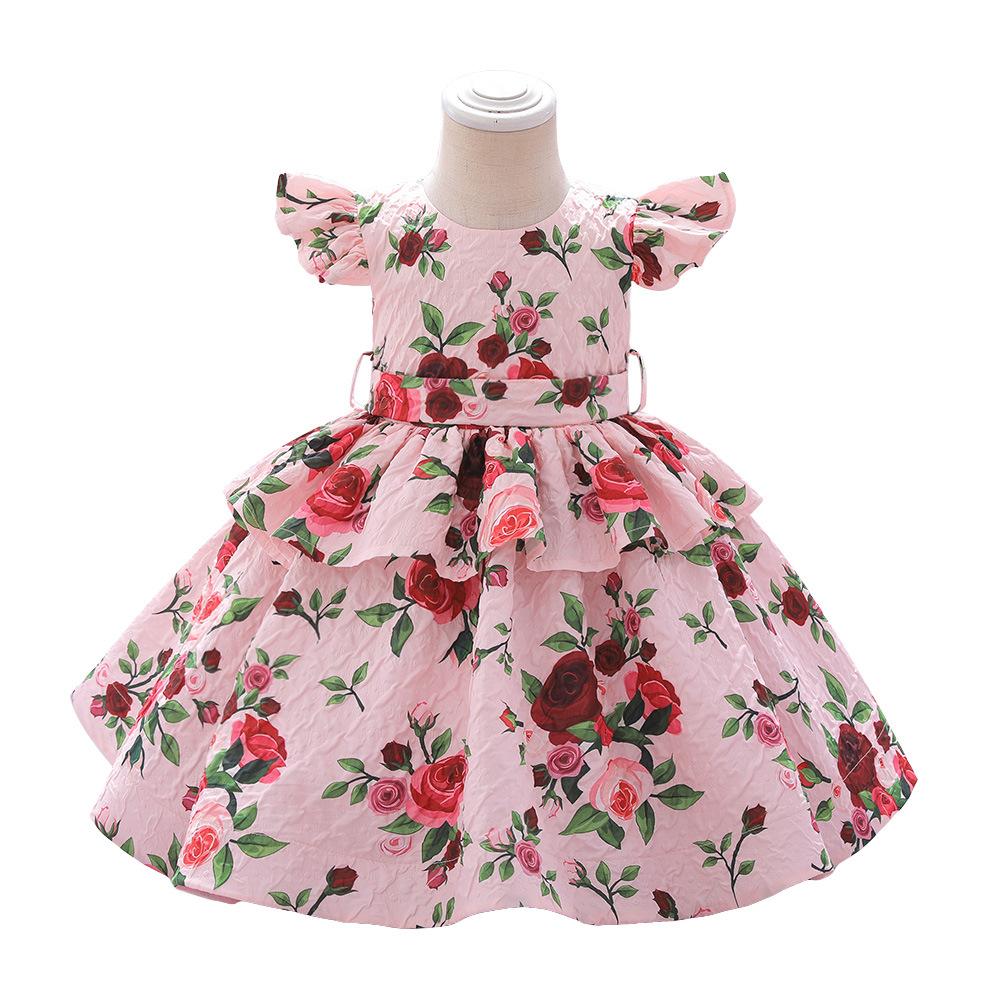 Novorozenecké šaty Růžový květ Kojenecký Dívčí Šaty Krajkové Šaty na křest Dívčí Oslava narozenin Svatba Oblečení pro miminko