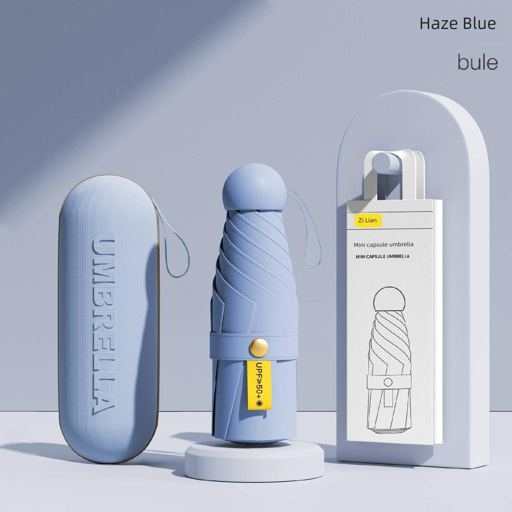 Capsule Sun Umbrella Sun Protection UV Protection Sun Protection Umbrella Dual-Use Mini Six Foldable Ultra Light and Compact Portable M