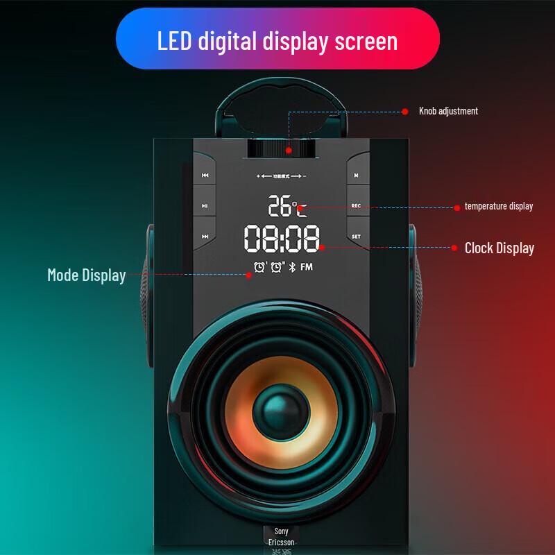 Soaiy SA-Q32 Portable Outdoor Karaoke Speaker with Dual Mics