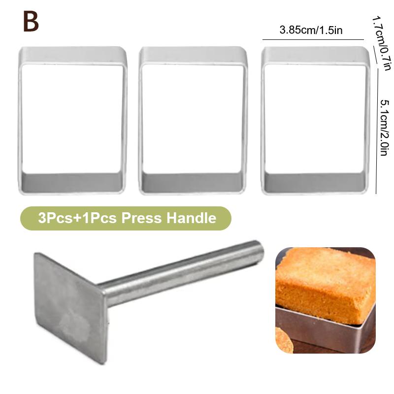 Rectangle Shape PineApple Cake Pie Biscuit Cutter Mold Stainless Steel Pulburon Molder With Pusher Cake Decorating Tools