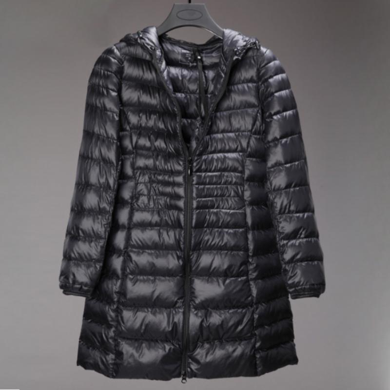 Women's Long Hooded Puffer Down Jacket - Ultra-Light Style