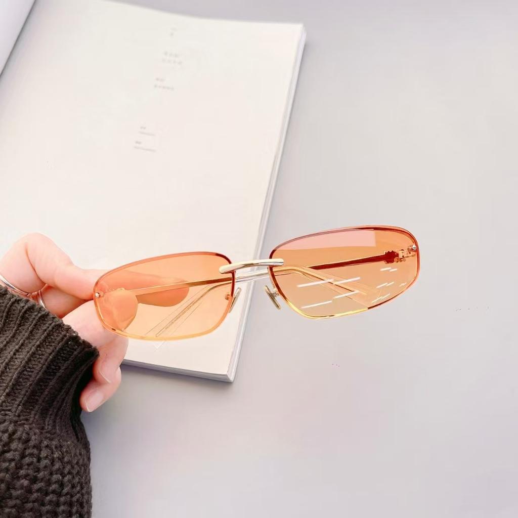 New Style Sun Glasses For Women Oval Shape Rimless Uv Protection Sunglasses Men Fashion Trendy Female Sunglass