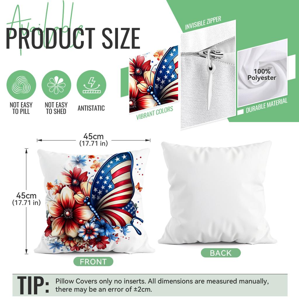 Independence Day Flowers Pillowcase Printed Polyester 45X45Cm Throw Pillowcover Decorative Sofa Cushion Pillowslip Home Decor