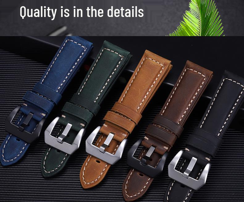 Peihaina Hai Genuine Crazy Horse Leather Strap for Panerai - Quick Release, 20/22/24/26mm.