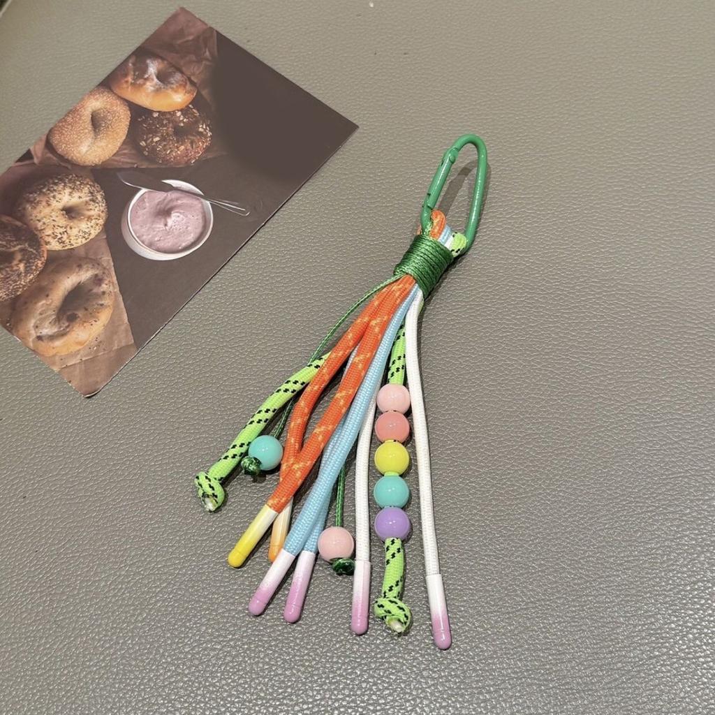 Vibrant Handmade Keychain Weaving Keyring Ornament Decorative Phone Bag Charm for DIY Enthusiasts And Fashion Lovers