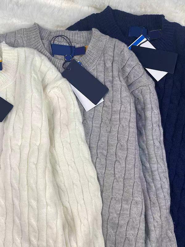 RL Ralph Lauren Pony Logo Crew Neck Knit Sweater - Men's & Women's Warm Autumn/Winter Cable Knit Pullover