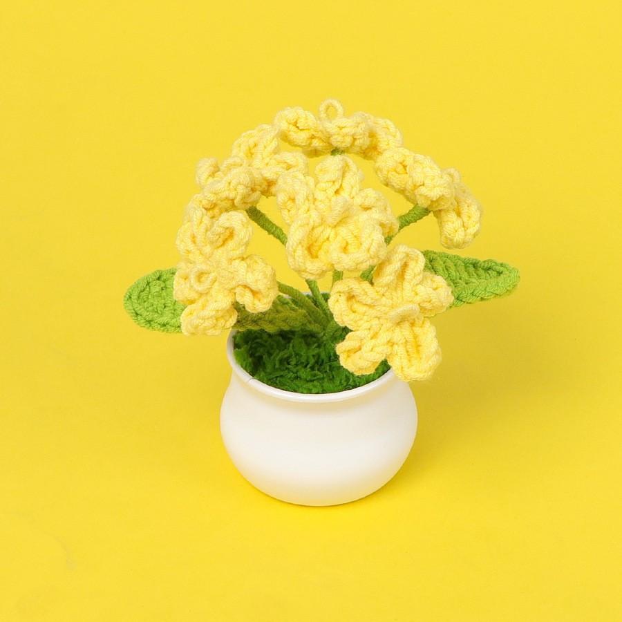 Hand-Knitted Wool Fake Flowers Set: Sunflower, Carnation, Tulip - Desktop Decor, Teacher/Student Gift, Everlasting Bouquet