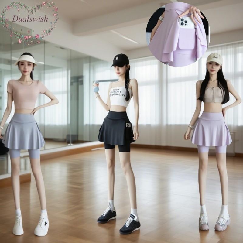 

Summer New Women s Plus Size Clip Two-piece Yoga Shorts Skirt Strap Pocket 2-in-1 Skirt Outdoor Sports Fitness Plus Size Sports Pants XL сірий