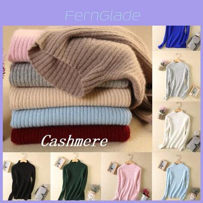 Luxuriously Soft Women Slim Elastic Knitted Half-turtleneck Cashmere Jumper Sweater