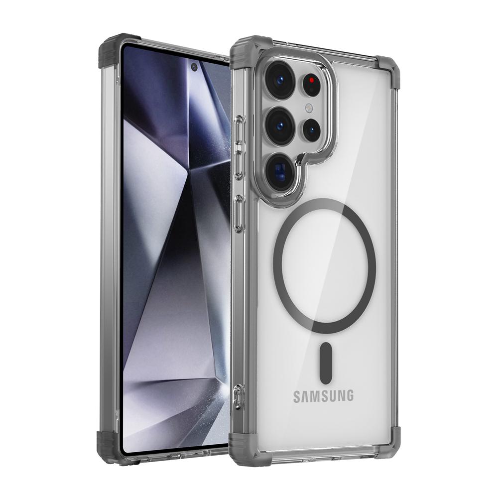 KEYSION Transparente, stoßfeste Hülle für MagSafe für Samsung Galaxy S25 Ultra 5G, magnetische kabellose Ladehülle, klare Telefonabdeckung