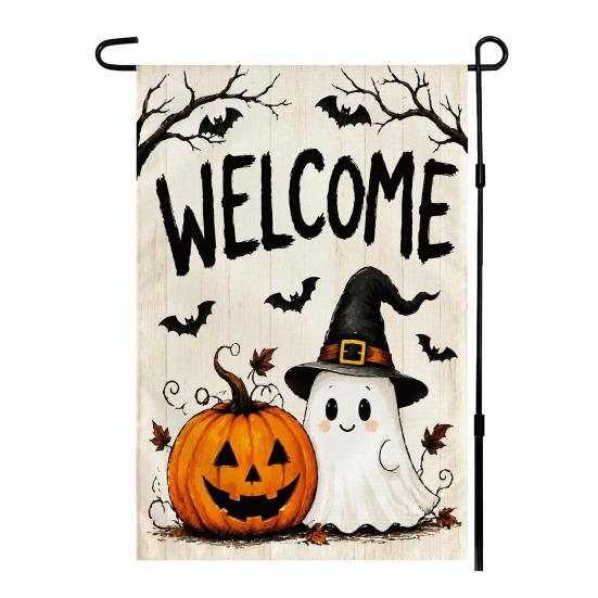 Durable Ornaments for Office Stacked Pumpkin Garden Flag, Burlap Look Fall Outdoor Decor, Festive Party Supplies Home Double Sided Holiday Yard