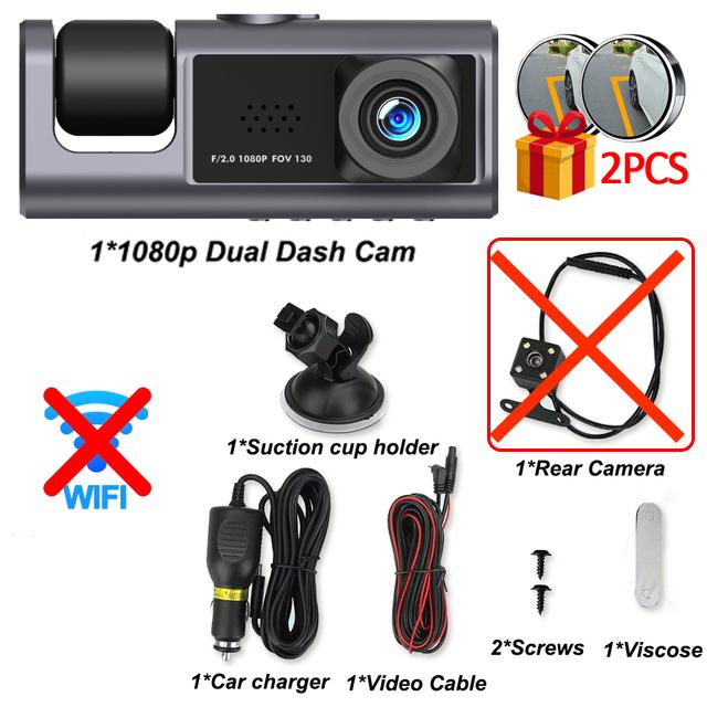 

1080P Автомобильный видеорегистратор 3-канальный видеорегистратор для автомобилей Камера WIFI Видеорегистратор Камера заднего вида для транспортного средства Черный ящик Автомобильный аксессуар NONE