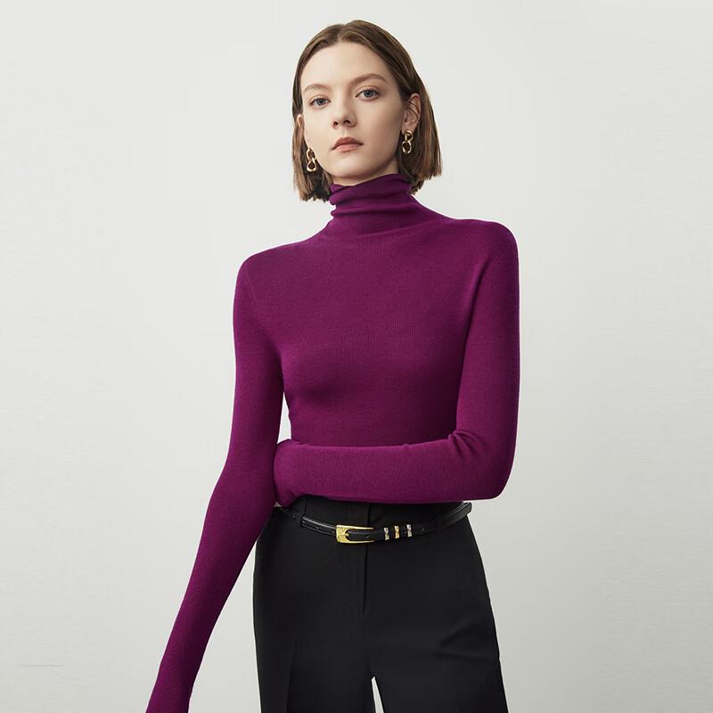 LANCY Pure Wool High-Neck Knit Sweater