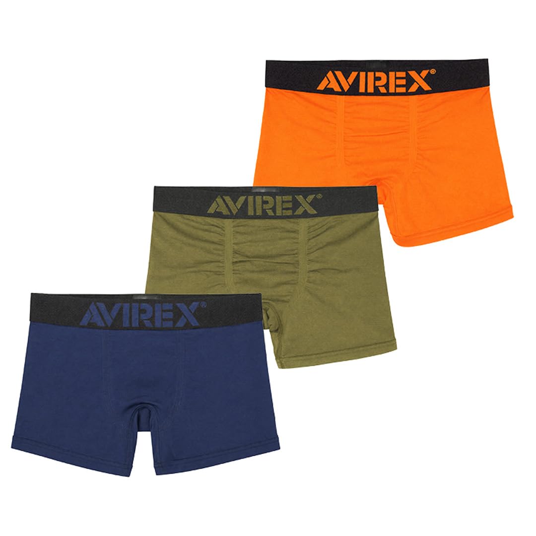 AVIREX 3-упаковка Боксеры Мужское нижнее белье Однотонный Мужское нижнее белье 3-упаковка Логотип бренда Выгодная упаковка Подарок Мультицвет Синий Оранжевый Оливковый XL