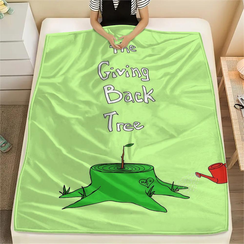 

1PC The Giving Tree Print Flannel Blanket, High quality All Seasons, Home Decor, Warmth and Comfort, Perfect for Christmas Gifts 80cm x 120cm