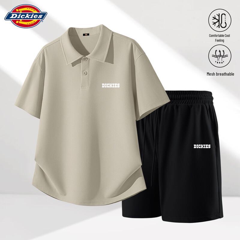 Dickies Men s Waffle Knit Polo Shirt & Shorts Set L
