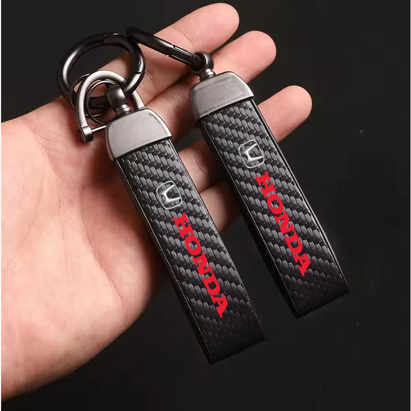 Carbon Fiber Style Car Keychain Microfiber Leather Key Chain For Honda Fit Civic Accord 7 8 9 10 Pilot City Jazz CRV HRV EB1