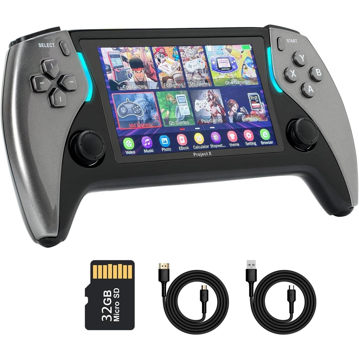 

Портативная ретро-игровая консоль PROJECT X поддерживает 11 эмуляторов, портативная ретро-игровая консоль с 4,3-дюймовым IPS-экраном 20*10*2cm чёрный