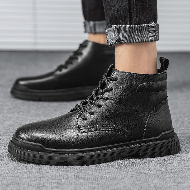 Autumn and Winter 2025 New Martin Boots Men's High-top British Style Retro Leather Large-size Men's Shoes Tooling Boots Medium-top Leather Boots