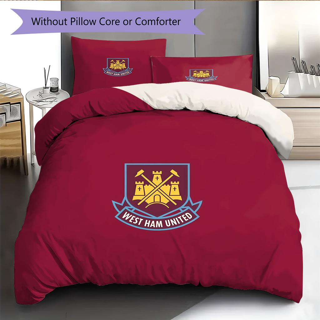 West Ham United FC Pattern Bedding Quilt Set Home Decoration Gift (1 * duvet cover + 2 * pillowcase without core)