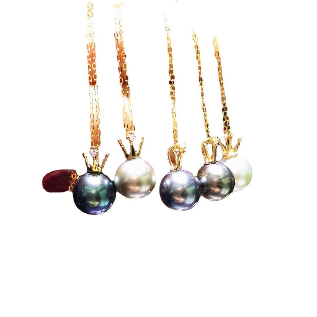 DIY S925 Silver Crown Pendant for 8-10mm Round Pearls - Women's Necklace Accessory 3288