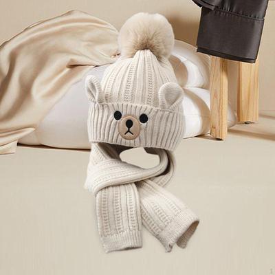 Kids Winter Hat Scarf Set Beanie Child Cap for Boys Girls Camping Traveling