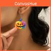 Halloween Creative Themed Colorful Pumpkin Pattern Women Earrings Acrylic