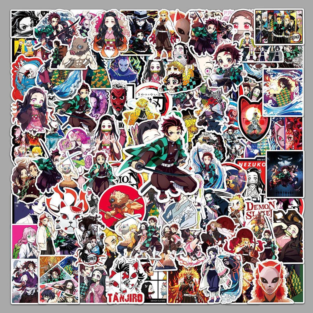 Demon Slayer Anime Graffiti Stickers Set - 100 PVC Stickers for DIY Skateboards & Luggage