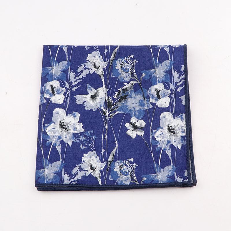 25cm Vintage Floral Cartoon Printed Handkerchief Cotton Women Men Wedding Suits Pocket Square Adult Gift Accessory High Quality