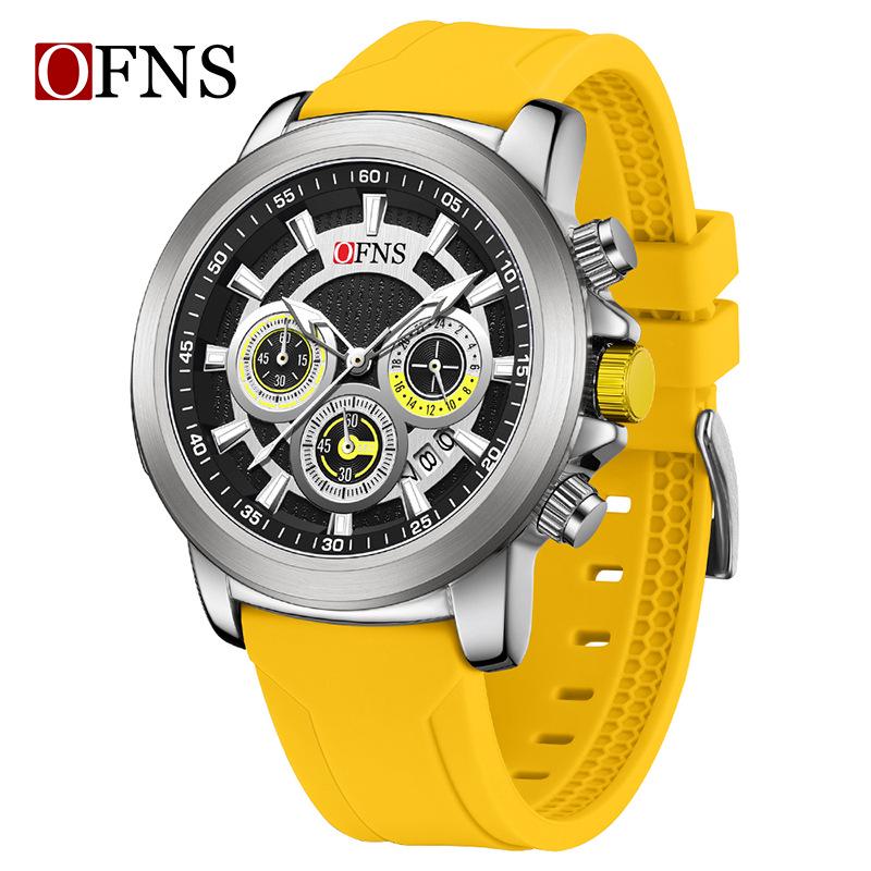 Men's Multifunction Quartz Sports Watch with Calendar & Three-Eye Design