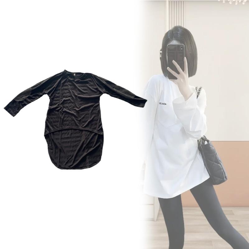 T-shirt da donna con scollo a V in tessuto Tencel a manica lunga, top casual per il comfort