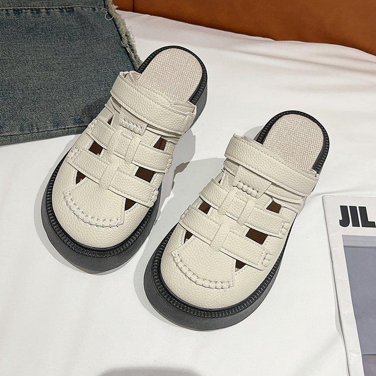 Baotou woven slippers women's 2024 summer new retro fashion sandals women's hollow and breathable flat bottom women's shoes