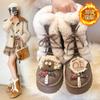 Women's Large Size Lace-up Soft Sole Winter Warm Fur Snow Boots Padded Lined Ankle Boots Anti-slip Hiking Sports Cotton Boots
