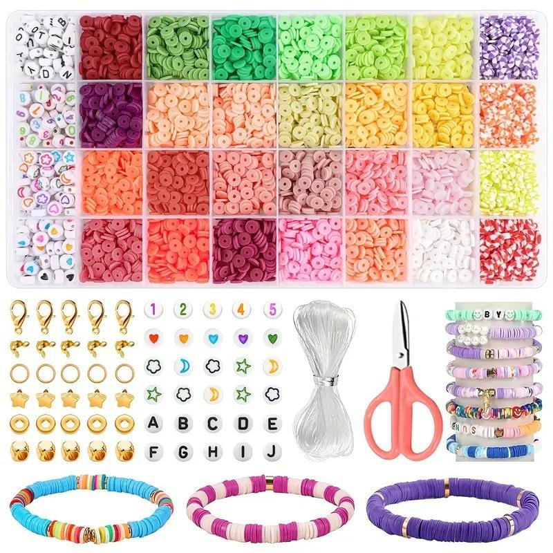 Diy Handmade Beaded Bracelet Production Kit, Soft Pottery Sheet Clay Bead Letter Bead Accessory Set
