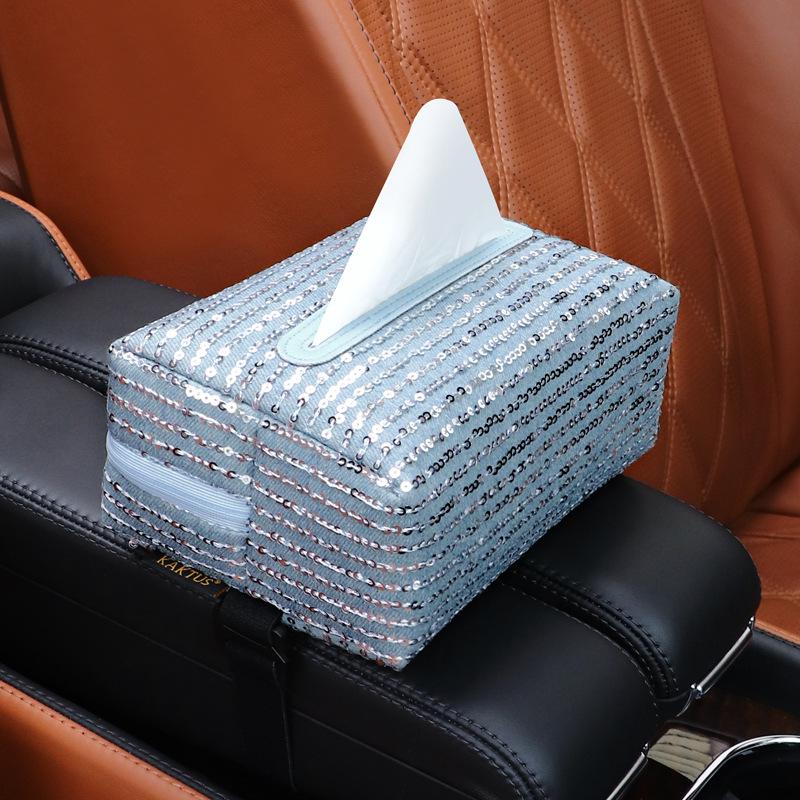 

Shiny Fashion Tissue Box Anti-slip Napkin Holder Space Saving Luxury Tissue Box Car Accessorie style 2