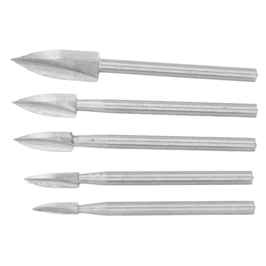 5 Pcs Wood Carving Tool 3 Flute High Speed Steel Cork Engraving Knife Set Woodworking Tool for