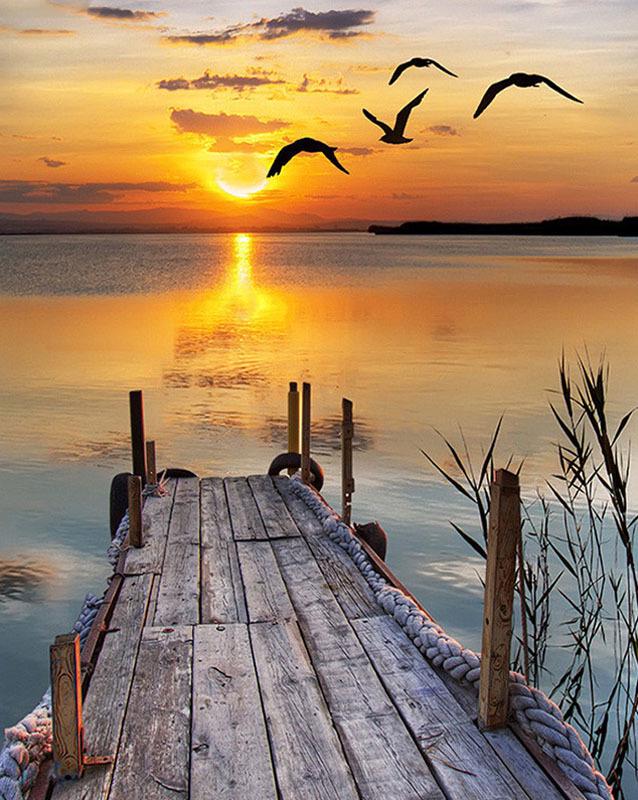 5D DIY Full Drill Landskap Diamantmålningskit och Verktyg