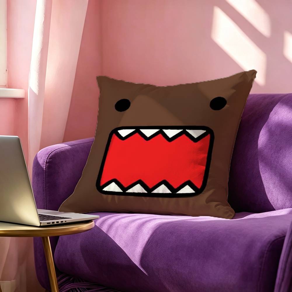 Cute Domokun Pillow Case Square DoubleSided Sofa Cushion Cover Bedroom Bedside Pillow
