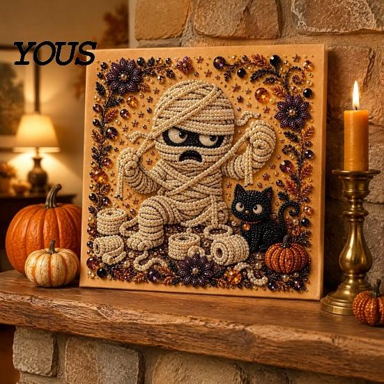 Manual Art Activities Ghost Faux Pearl Kit, Halloween Painting DIY Cute Festive Room Decor Absurd Skeleton 3D Craft Kit for Adults, Holiday