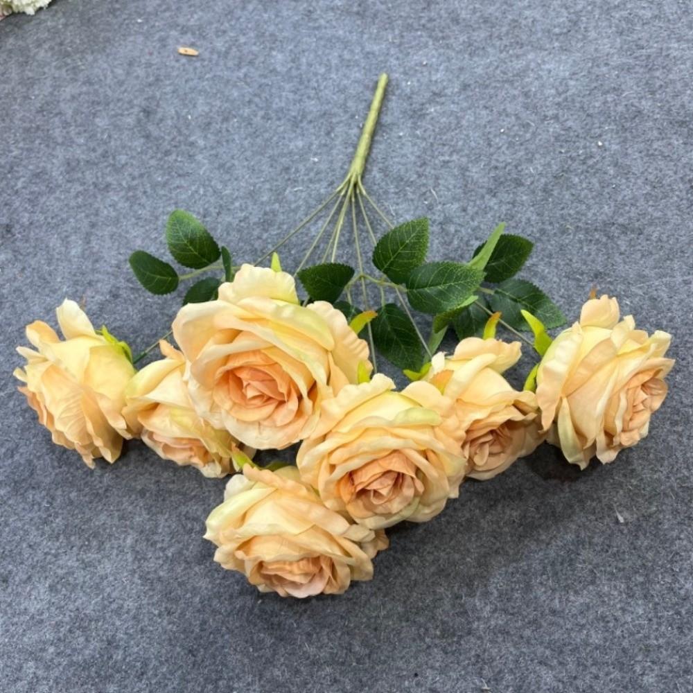 7 Heads Real Happy Rose Flower Mini Photography Photo Gift Valentine's Day Flowers 9 Colors Crystal Grass Bouquet