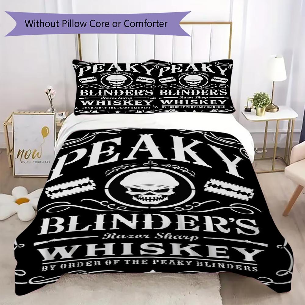 Peaky Blinders Pattern Bedding,Quilt Set Quilt Cover Pillowcase Home Birthday Gift(1 * Duvet Cover + 2 * Pillowcase, Without Core)_lx