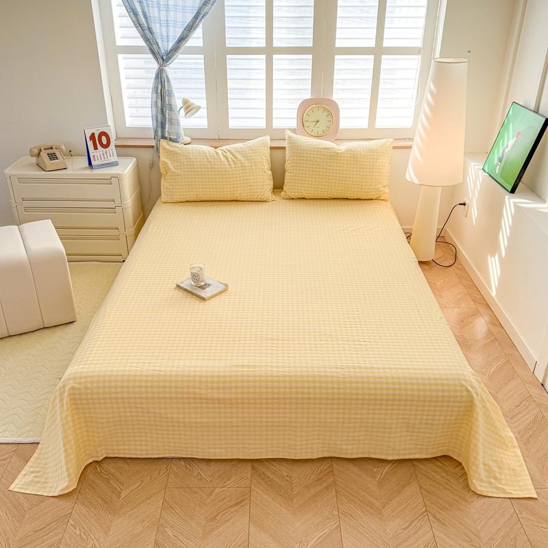 New Class A Yarn-Dyed Sheets Simple Solid Color Lattice Single-Piece Sheets Skin-Friendly And Soft