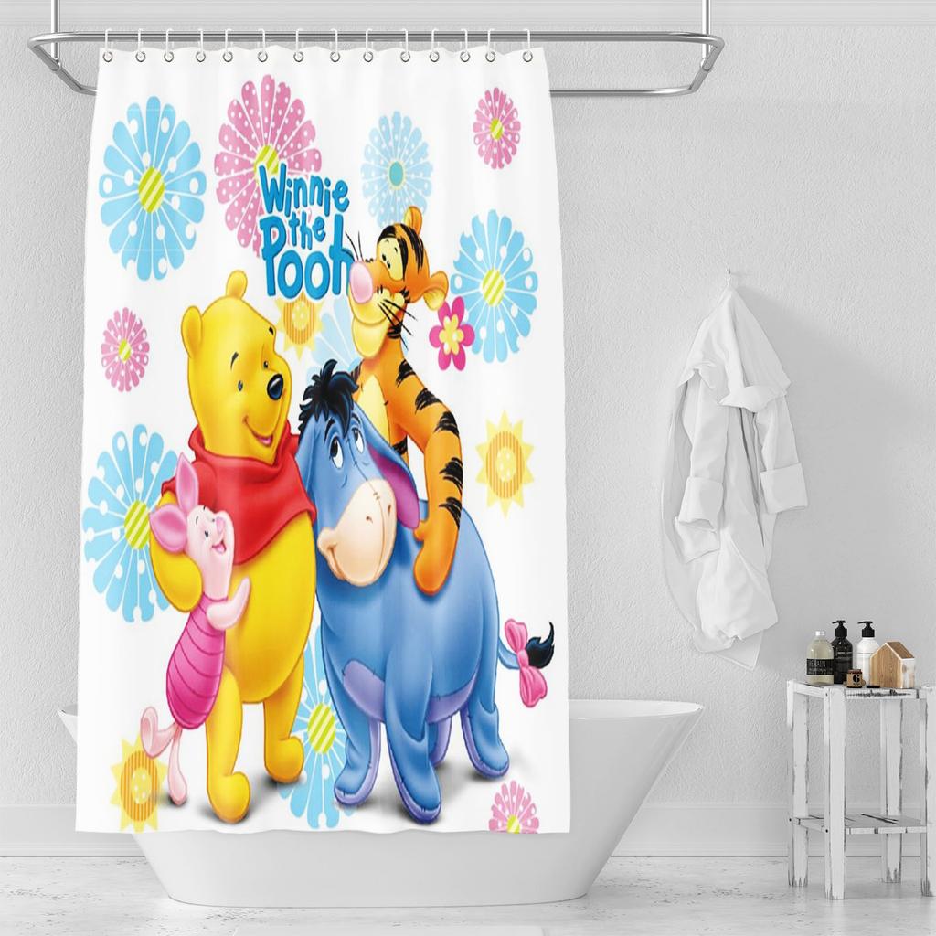 Winnie Puuh Anime Duschvorhang Niedliche Badewannen-Wasserdichte Vorhänge Für Wohnzimmer Luxus-Set Bildschirm Badezimmer Zubehör Sets